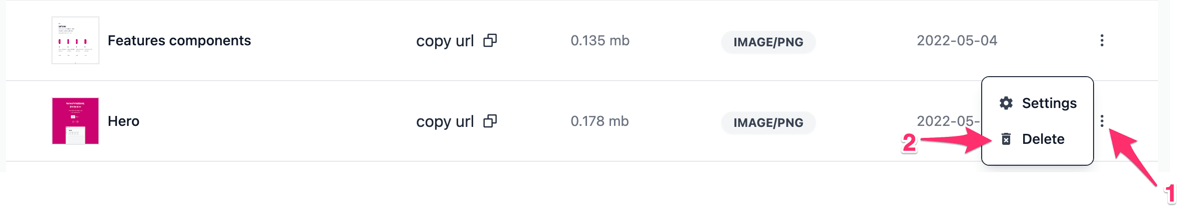 delete asset
