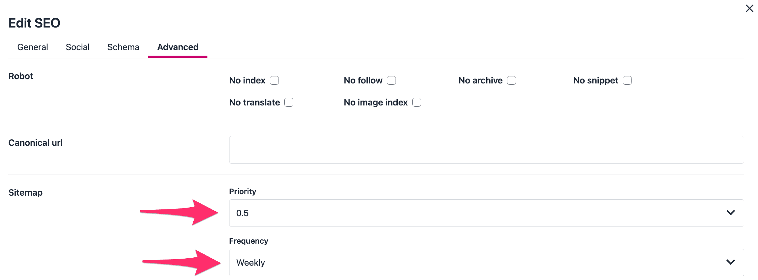 seo sitemap priority frequency