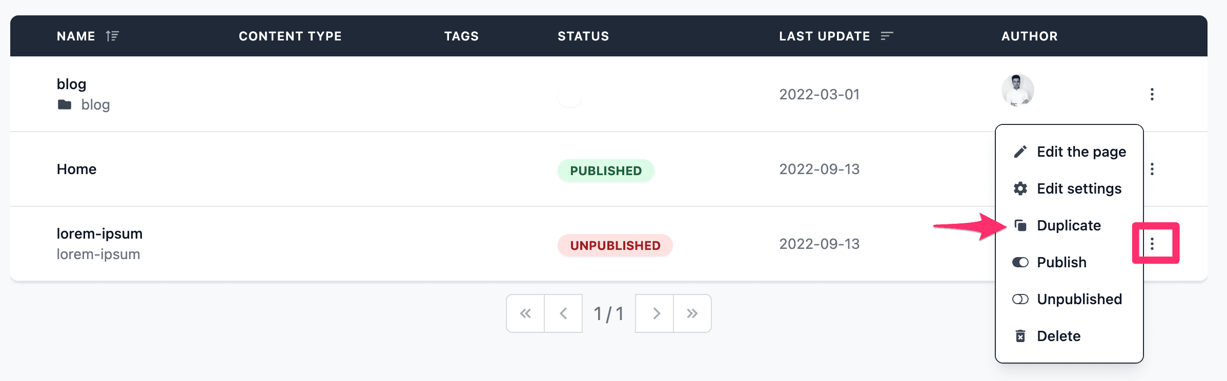 duplicate a page