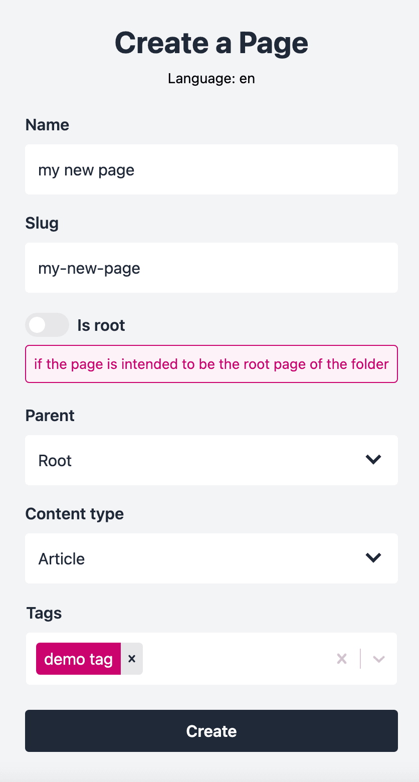 create page popup