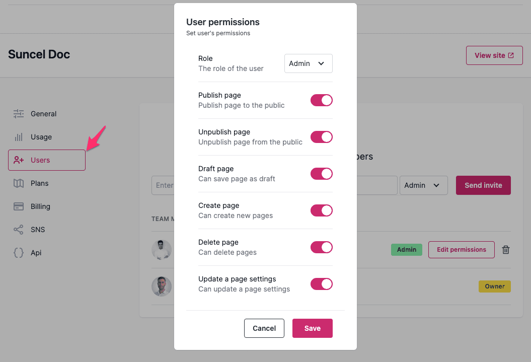 user permissions