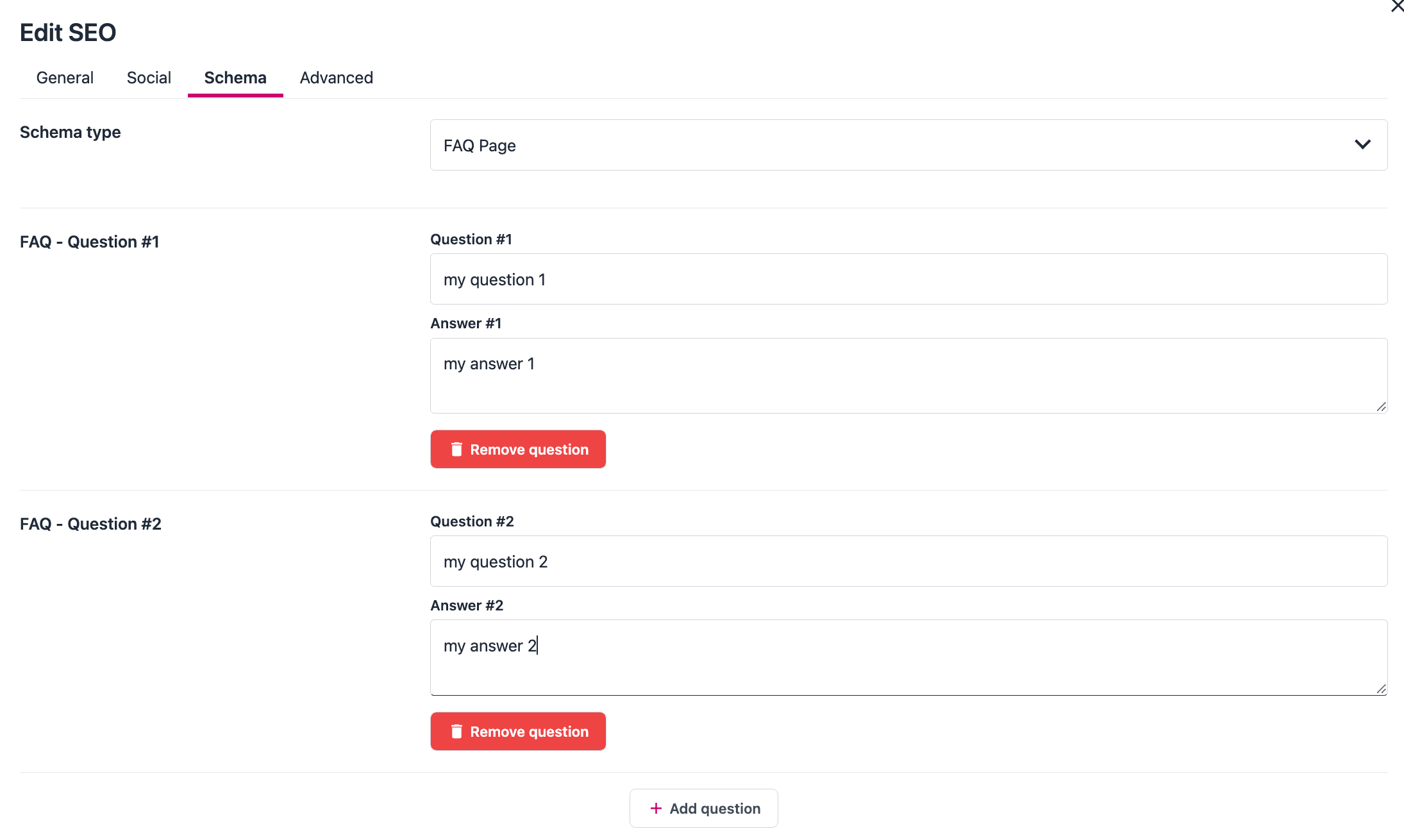 seo schema structured data faq